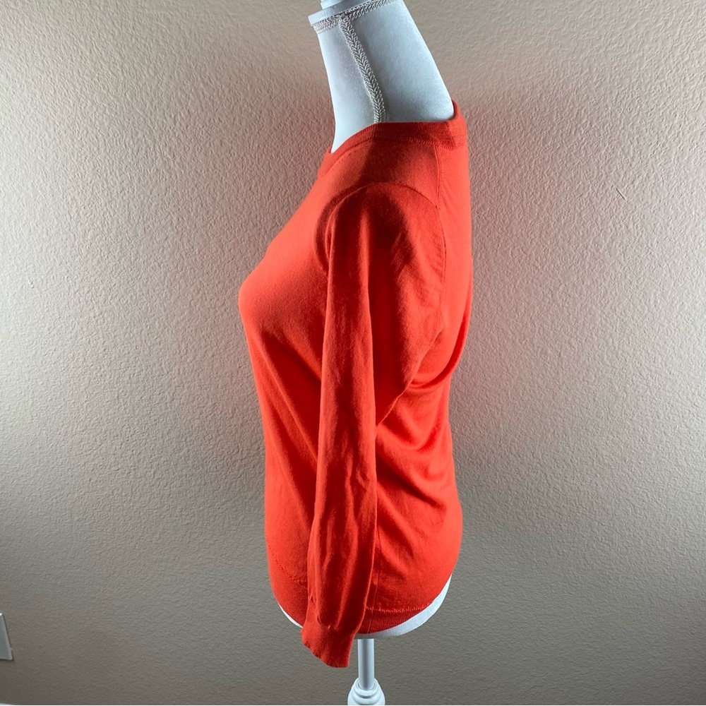 Jcrew Red-Orange 3/4 Sleeve 100% Merino Wool Sweater sz Small - Picture 3 of 4